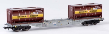 Containerwagen Typ "Sgns" mit Tankcontainer HUPAC, grau mit Logo, CH-HUPAC