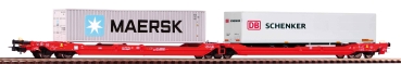 PIKO 24619 T3000e DB AG  VI, beladen mit 1x Container 40`Maersk und 1x Trailer PNO
