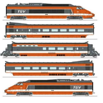 TGV PSE Rame Origine N°69 train original condition, spring suspension, SNCF Ep.IV, (5 units set :   
