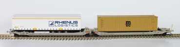 RR90362AC T.Wagen AAE Cargo DB Schenker Rail AG + 1 Auflieger RHENUS + 1 Container MSC