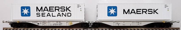 Gelenk-Containertragwagen Bauart Sggmrss 90 der AAE-Cargo