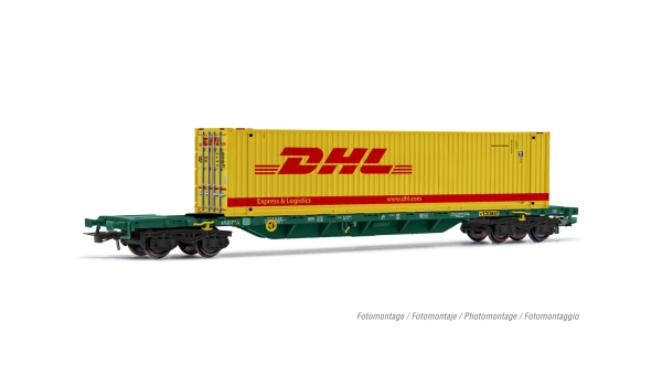 Rivarossi HR6575 "4-achs. Containerwagen Sgnss, beladen mit 45'' Container „DHL"", Ep. V-VI"
