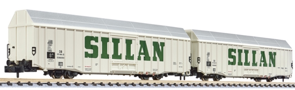 Liliput L260158 "2-tlg. Set, großräumiger Güterwagen, Hbbks, DB, ""SILLAN"", Ep.III (lang)"