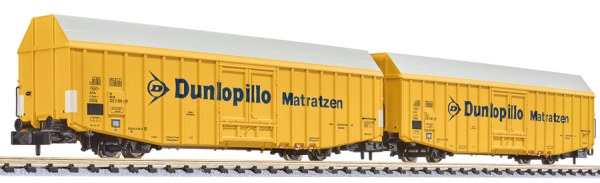 Liliput L260160 "2-tlg. Set, großräumiger Güterwagen, Hbbks, DB, ""Dunlopillo"", Ep.IV (mittel)"