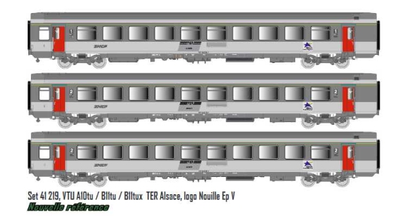 L.S. Models 42219 3er Set Personenwagen VTU A10tu+B11tu+B11tux SNCF, Ep.V, IB