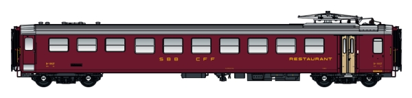 L.S.Models LS47262AC SBB Speisewagen WR EWI rot/grau Ep.4b, Selfservice, Gummiwuelste