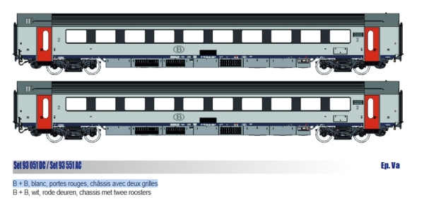 L.S.Models LS93051DC B + B, blanc, portes rouges, châssis avec deux grilles