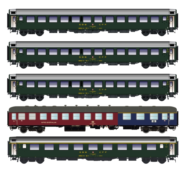 5er Set Personenwagen DB/SBB,