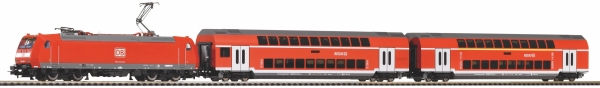 PIKO 59023 ontrol light Set mit Bettungsgleis DB AG Doppelstockpersonenzug