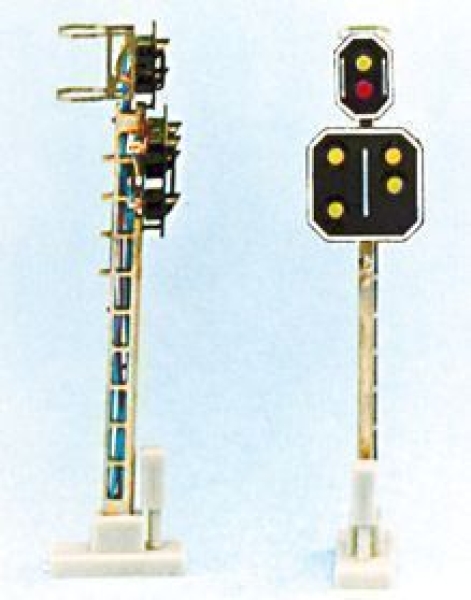 RhB Hauptsignal mit Vorsignal, 2 LED, rot/grün, Vorsignal 4 LED, 2gelb/2grün Höhe 55 mm